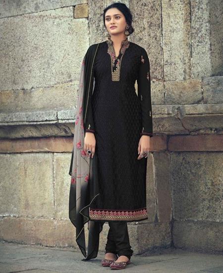 Picture of Ideal Black Straight Cut Salwar Kameez