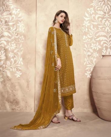 Picture of Gorgeous Mustard Straight Cut Salwar Kameez