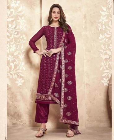 Picture of Delightful Maroon Straight Cut Salwar Kameez