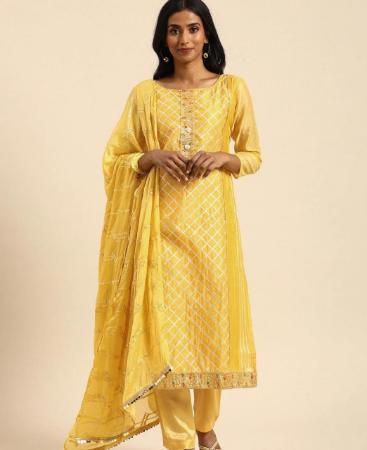 Picture of Enticing Yellow Straight Cut Salwar Kameez