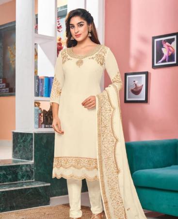 Picture of Beautiful White Straight Cut Salwar Kameez