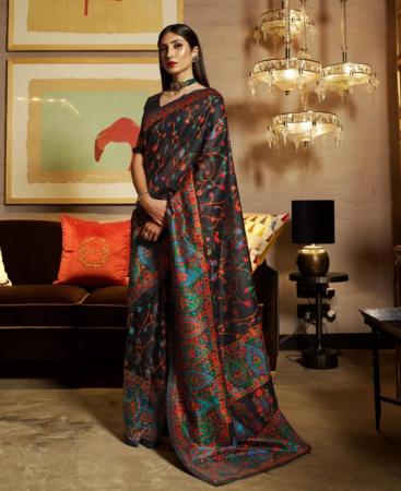 Picture of Charming Black Silk Saree