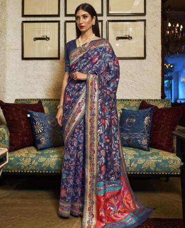 Picture of Beauteous Blue Silk Saree