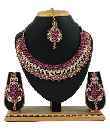 Picture of Excellent Rani Pink Necklace Set