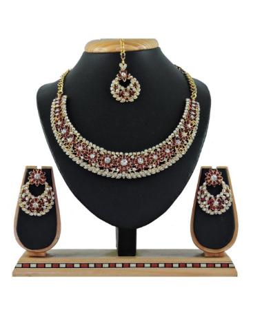 Picture of Amazing Maroon Necklace Set