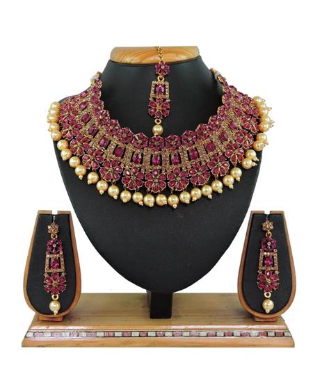 Picture of Delightful Rani Pink Necklace Set