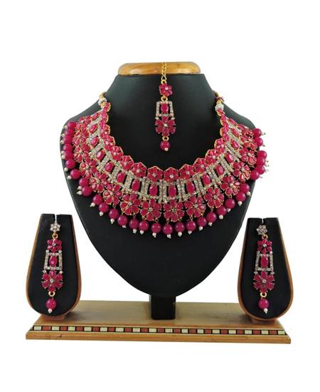 Picture of Stunning Rani Pink Necklace Set