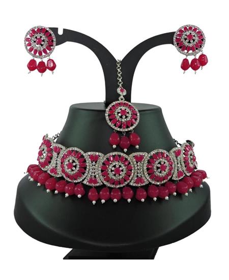 Picture of Good Looking Rani Pink Necklace Set