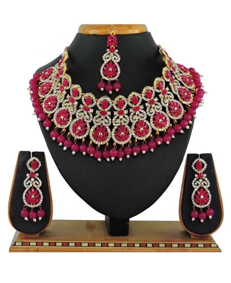 Picture of Excellent Rani Pink Necklace Set