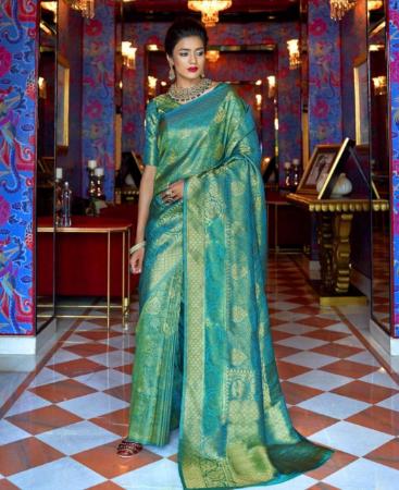 Picture of Ideal Green Silk Saree