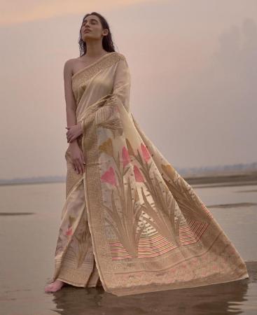 Picture of Resplendent Beige Casual Saree