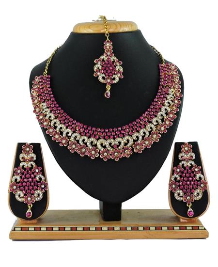 Picture of Excellent Rani Pink Necklace Set