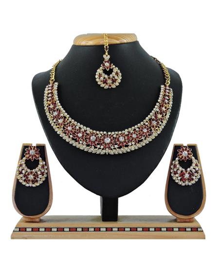 Picture of Amazing Maroon Necklace Set