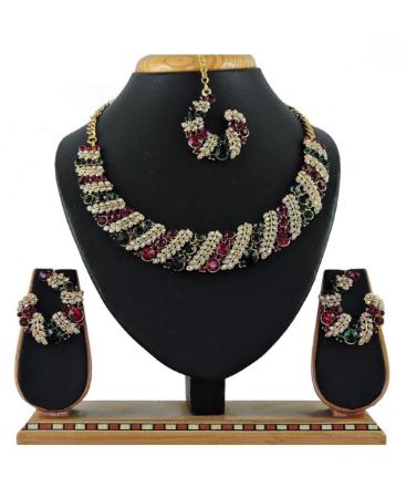 Picture of Taking Maroon & Green Necklace Set