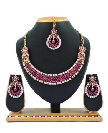 Picture of Delightful Rani Pink Necklace Set