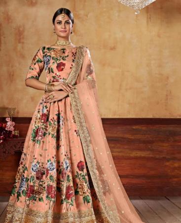 Picture of Fascinating Peach Lehenga Choli