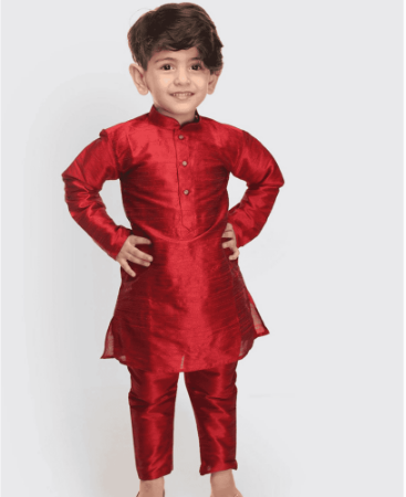 Picture of Sightly Red Kids Kurta Pyjama