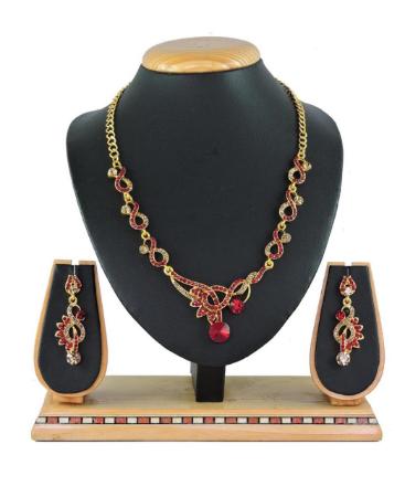 Picture of Resplendent Maroon &Gold Necklace Set