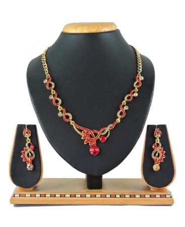 Picture of Sightly Red & Gold Necklace Set