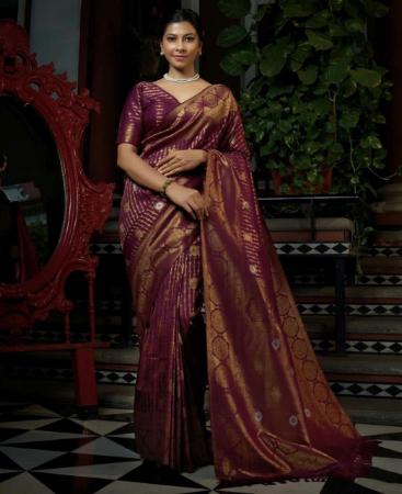 Picture of Appealing Wine Silk Saree