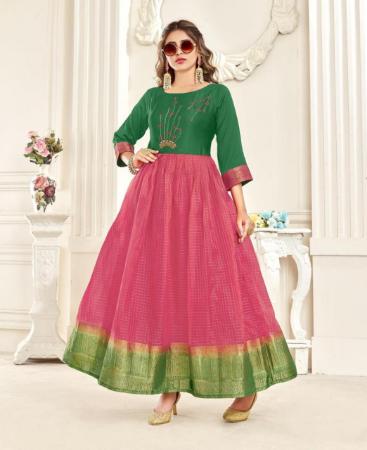 Picture of Bewitching Green & Pink Readymade Gown