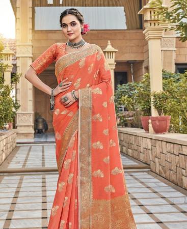 Picture of Amazing Orange Designer Saree