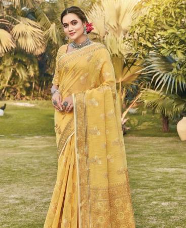 Picture of Stunning Yellow Designer Saree