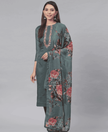 Picture of Radiant Dark Grey Straight Cut Salwar Kameez