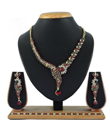 Picture of Sightly Maroon & Green Necklace Set