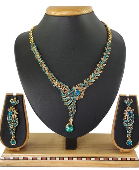 Picture of Alluring Rama & Gold Necklace Set