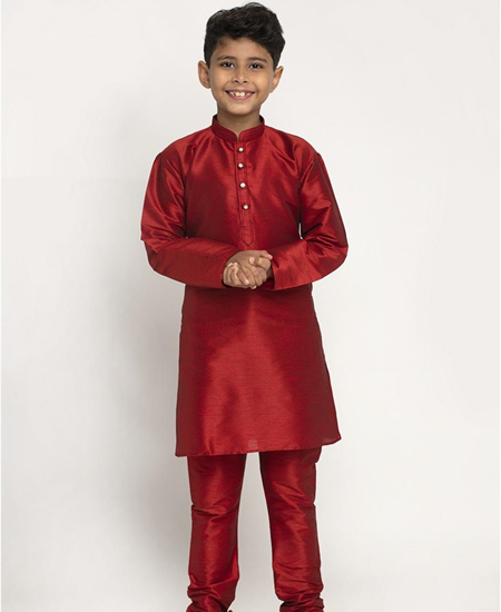 Picture of Excellent Maroon Kids Kurta Pyjama