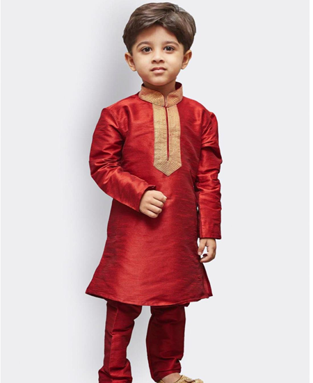 Picture of Admirable Red Kids Kurta Pyjama