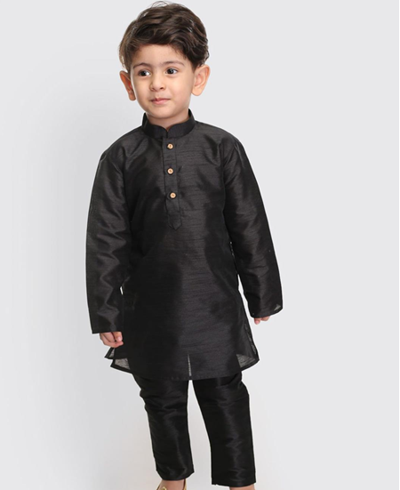 Picture of Magnificent Black Kids Kurta Pyjama