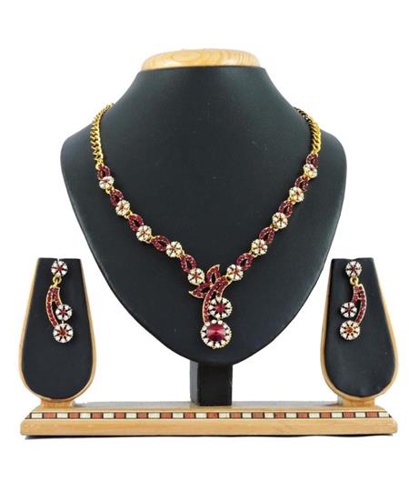 Picture of Splendid Maroon Necklace Set