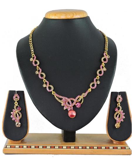 Picture of Grand Pink & Gold Necklace Set