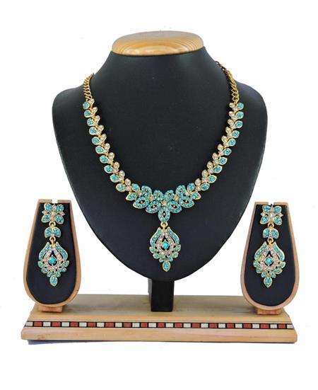 Picture of Pretty Firozi Necklace Set