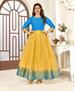 Picture of Superb Blue & Yellow Readymade Gown