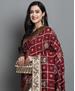 Picture of Fine Maroon+white Silk Saree