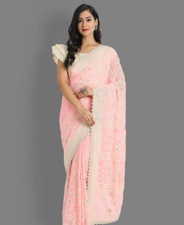 Picture of Ideal Pink Silk Saree