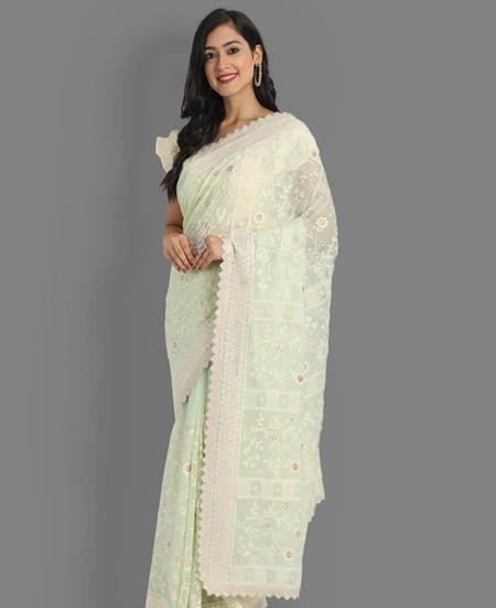 Picture of Pleasing Light Green Silk Saree