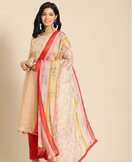 Picture of Comely Beige Straight Cut Salwar Kameez