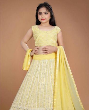 Picture of Resplendent Yellow Kids Lehenga Choli