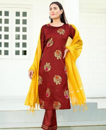 Picture of Elegant Brown Readymade Salwar Kameez