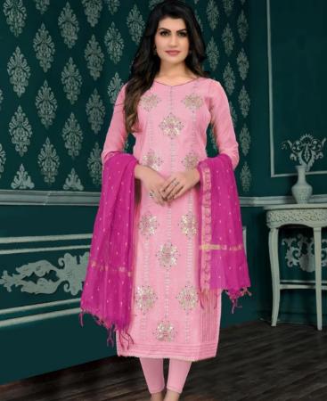 Picture of Stunning Pink Straight Cut Salwar Kameez