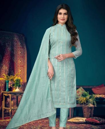 Picture of Grand Blue Straight Cut Salwar Kameez