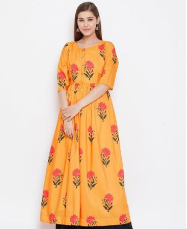 Picture of Radiant Mustard Readymade Gown