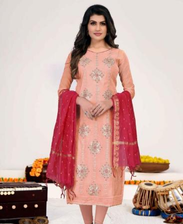 Picture of Admirable Peach Cotton Salwar Kameez