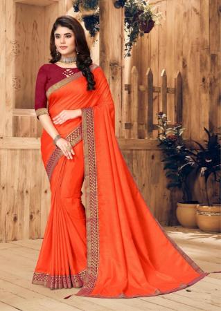 Picture of Delightful Orange Casual Saree