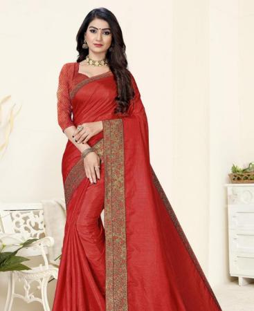 Picture of Beautiful Red Casual Saree