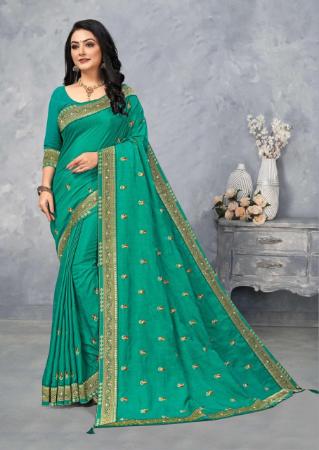 Picture of Ideal Turquoise Green Casual Saree